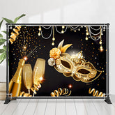 Lofaris Black Gold Champagne Masquerade Dance Backdrop